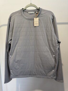 Peter Millar Crown Sport Golf Pullover Men's Large Gray Pockets NWT $299